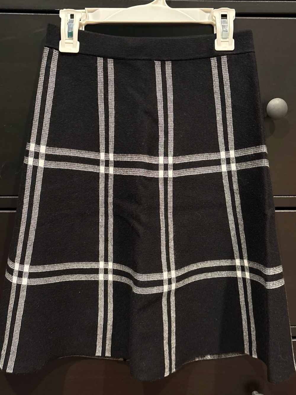 Saks Fifth Avenue Black and White Plaid A-Line Skirt
